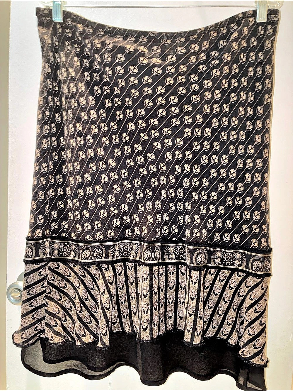 Vintage Studio M Printed Silk Midi Skirt- size XL